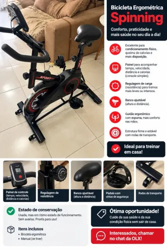 ? Bicicleta Ergométrica Spinning - Ótimo estado