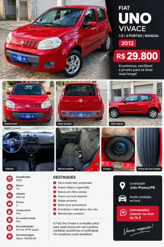 Fiat Uno Vivace/rua 1.0 EVO Fire Flex 8V 5P 2012