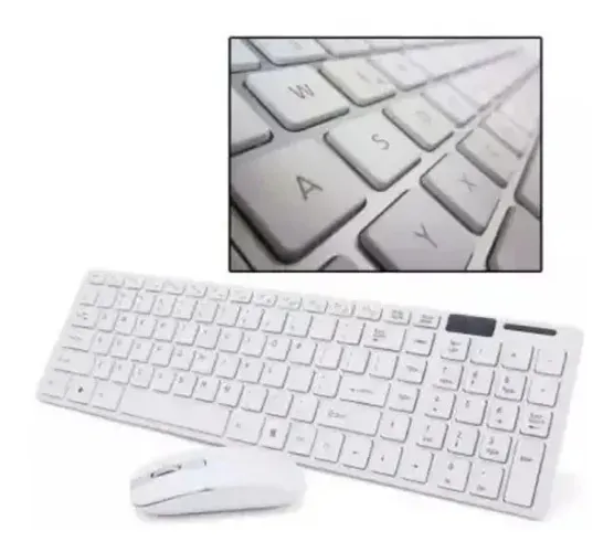 Kit Teclado E Mouse Sem Fio H'maston KB-520 Branco Sensor Óptico 2400dpi