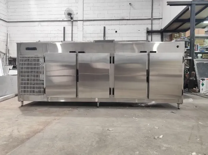 Bancada refrigerada inox compacta para cozinha SS