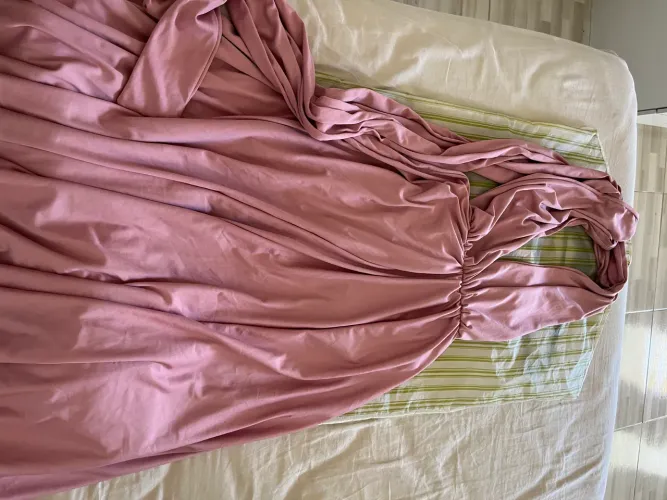 Vestido rosa chá longo 