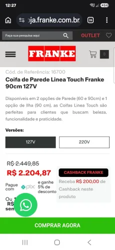 Coifa de parede
