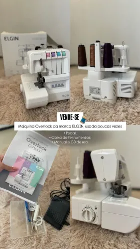 Máquina De Costura Elgin Overlock 1000 Portátil Branca 220v  