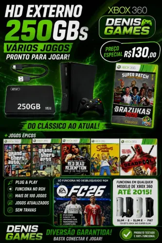 Hd externo com vários jogos xbox 360 exploit rgh