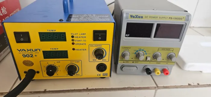 Estaçao de Trabalho Yaxun 902+ e Fonte de Alimentação DC Yaxun PS-1502DF+