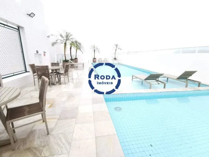 Apartamento com lazer completo para locação em Santos, localizado no Boqueirão