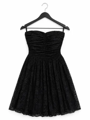 vestido preto tomara que caia y2k com renda