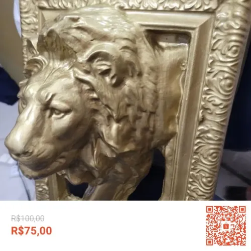 Quandro leão 3D gesso um lida decoração pra deixar sua casa mais atraente
