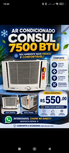 ? AR-CONDICIONADO CONSUL 7500 BTU - GELANDO MUITO POR APENAS R$ 550!