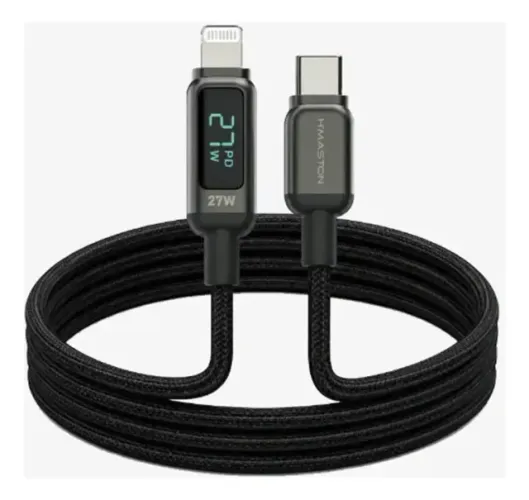 Cabo Usb-c P/ Lightning 27w Lcd Display Digital - Hmaston