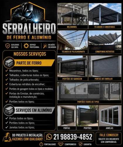 SERRALHEIRO DE FERRO E ALUMÍNIO,OBS:FAZEMOS APENAS OS SERVIÇOS CITADOS NA DESCRIÇÃO.