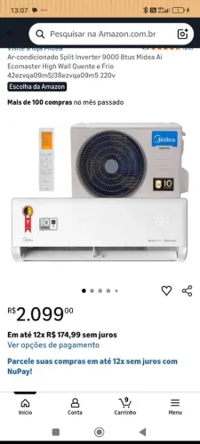 Ar Condicionado 9000 BTUs inverter Midea Eco Master