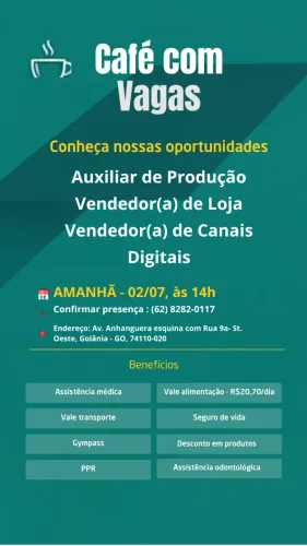 Vagas de emprego Goiânia e região