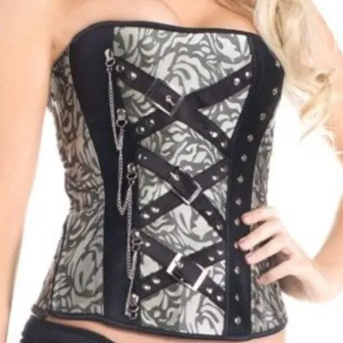 Espartilho Corset Verde Fivelas 36