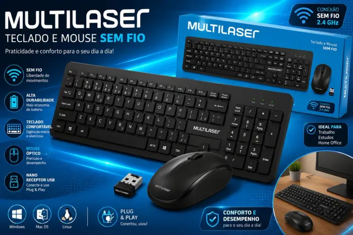 Teclado e mouse sem fio