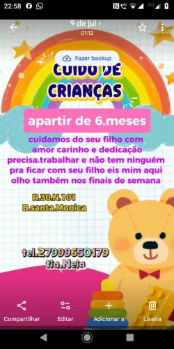 Cuidamos do seu filho com muito amor e carinho