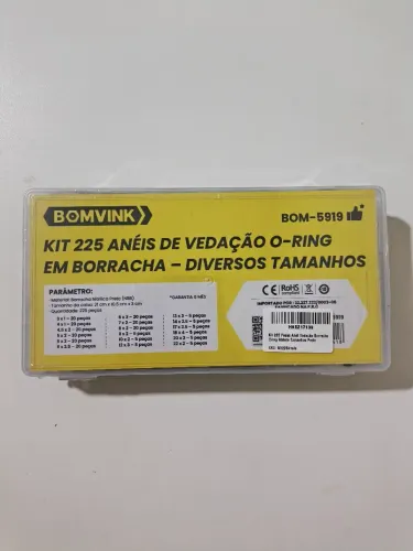 Kit 225 Anéis de Vedação O-Ring Borracha Nitrílica - Lacrado