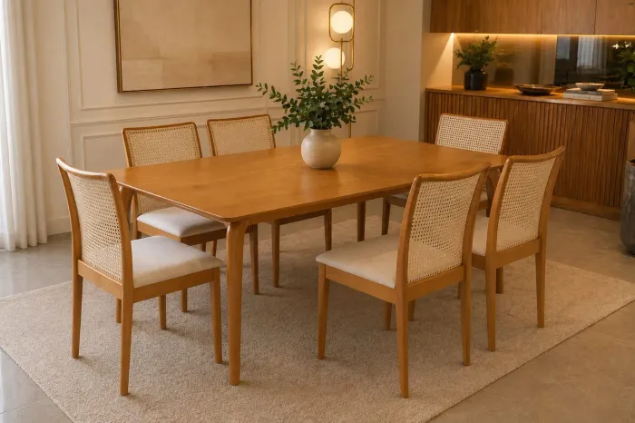 Mesa de jantar em madeira 1.80
