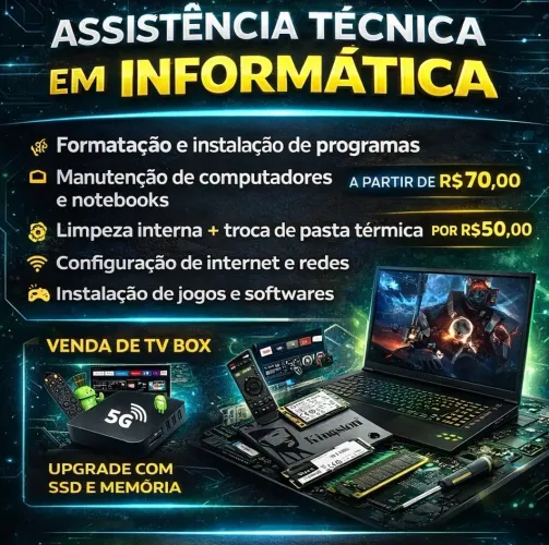 Manutenção e Rede de Computador e notebook