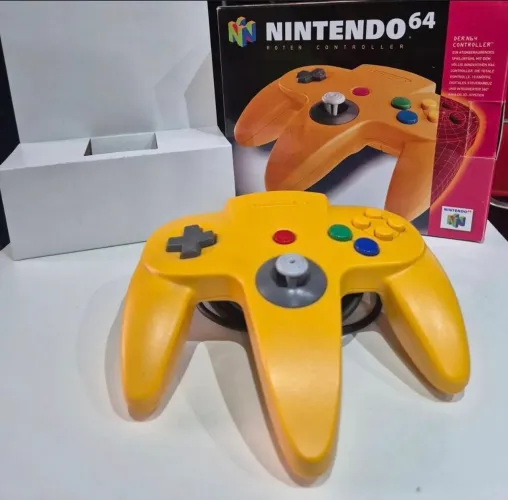 Controle Nintendo 64 amarelo original com caixa repro N64