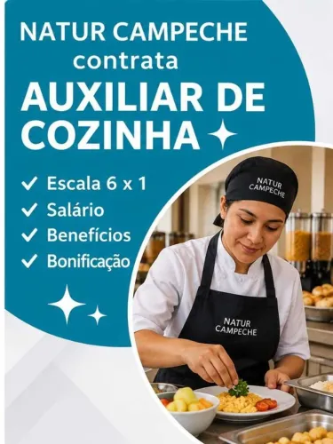Auxiliar de Cozinha em Hotel no Campeche