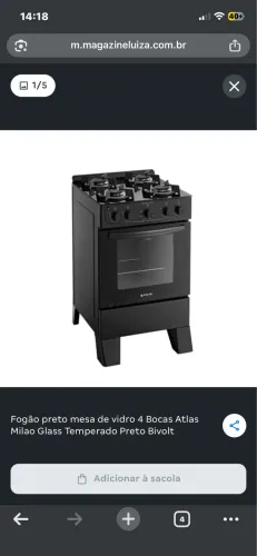 Vendo fogão 4 bocas seminovo pouquíssimo usado (está sem o plástico da foto)