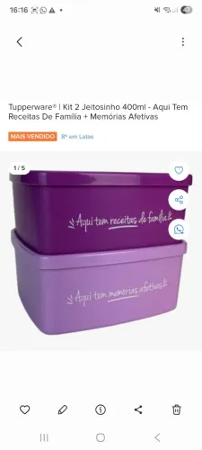 Kit de jeitosinho tupperware 400ml cada