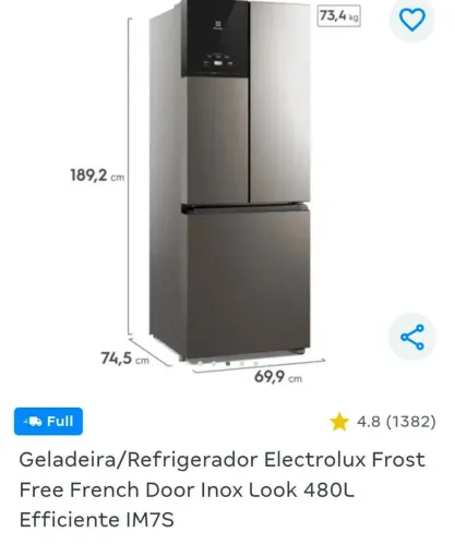 Refrigerador Eletrolux 480 litros 