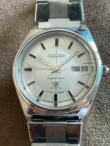 relógio citizen crystal seven 7 automatic 21 jewels day date vintage impecável!