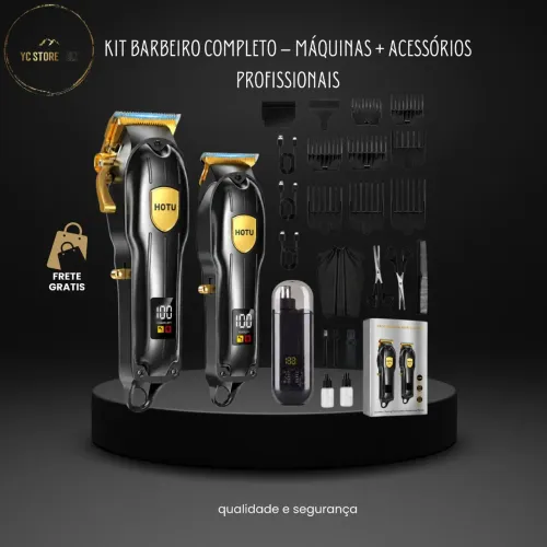 Kit Máquina de Cortar Cabelo Profissional Completo - 3 em 1 + Acessórios