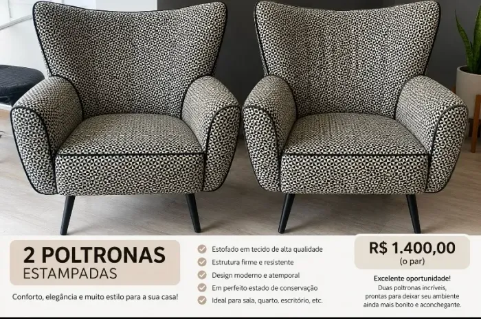 Poltronas de alto padrão, confortável e elegante