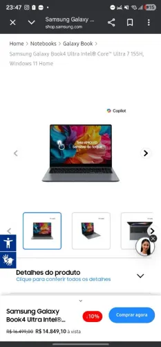 Samsung Galaxy Book4 Ultra Intel Core Ultra 7 155h 32gb 1tb ssd RTX 4050