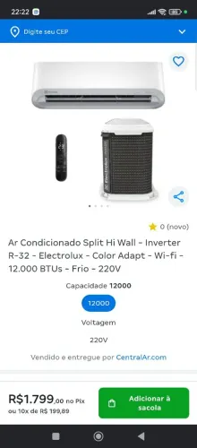 Ar Condicionado Split Electrolux Inverter 12000 BTUs 220v - 3 meses de uso