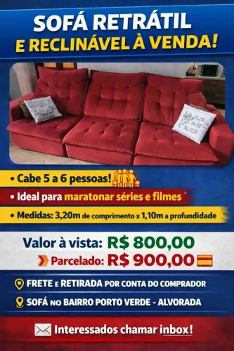 VENDO SOFÁ RETRÁTIL E RECLINÁVEL (USADO)!