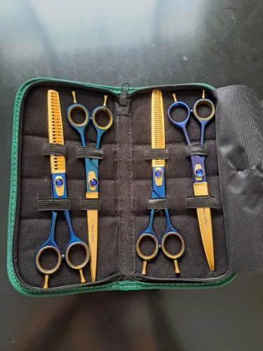 Kit Tesouras Maryam Trading 8 Color Aço 440c Fio Navalha Pet