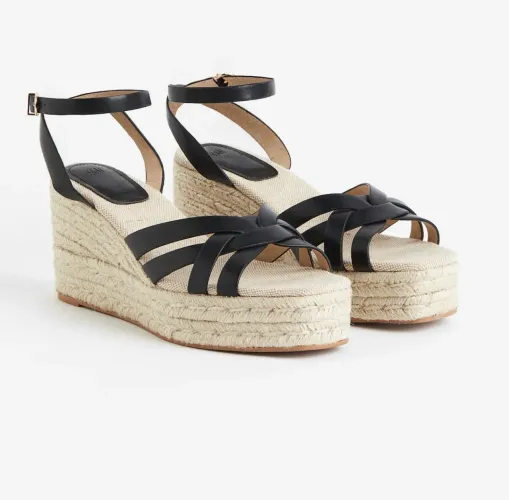 sandália anabela h&m preta 39