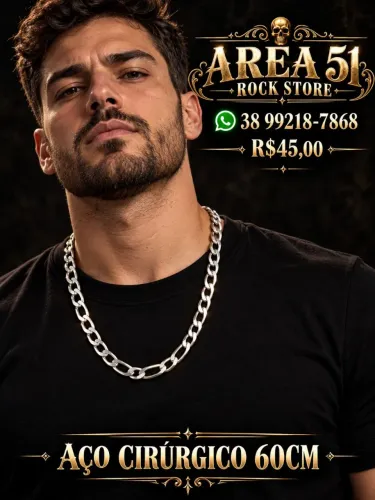 Colar aço cirúrgico grosso antialérgico 