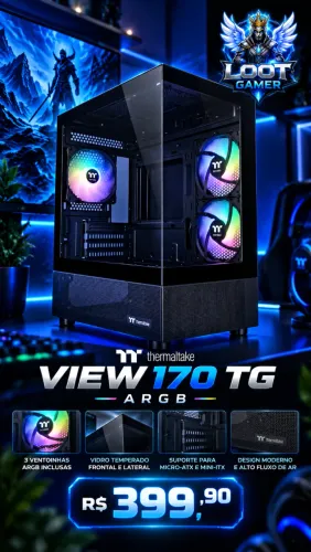 Gabinete Gamer Thermaltake View 170 TG ARGB - Vidro Temperado