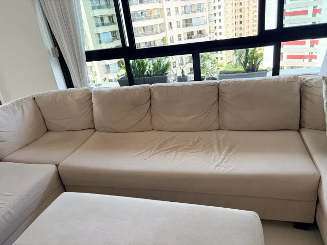 Conjunto estofado com long chaise 7 lugares