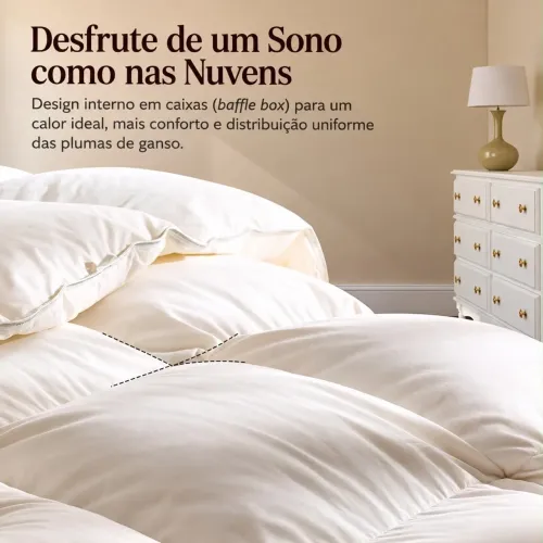 Edredom de Plumas de Luxo Queen - Padrão Hotel 5 Estrelas