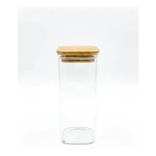 Pote Hermetico De Vidro Com Tampa De Bambu 450 Ml