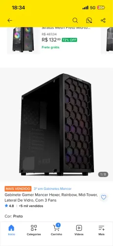 GABINETE GAMER MANCER HEXER COM 3 FANS 