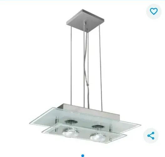 Lustre pendente luminária espelhado 2 lâmpadas