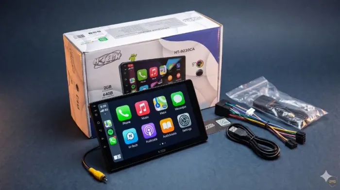 Central Multimídia H-Tech Android 9" QLED GPS CarPlay Android Auto 2GB/64GB