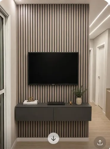 Painel Ripado madeira com anti ruído, cor cinza