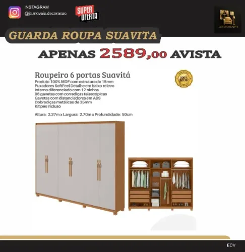ROUPEIRO SUAVITÁ 6 PORTAS EM MDF