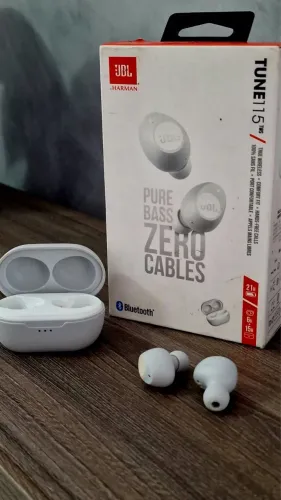 Fone De Ouvido JBL Tune 115tws Bluetooth Microfone Branco