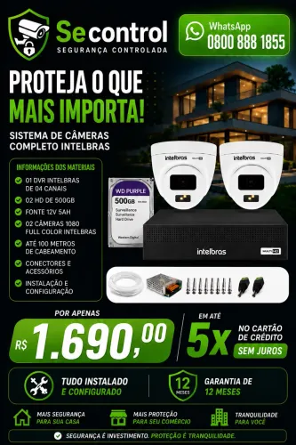 Kit com 2 câmeras INTELBRAS instaladas