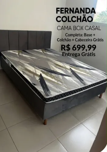 CAMA BOX CASAL COMPLETA BASE COLCHÃO E CABECEIRA DE BRINDE