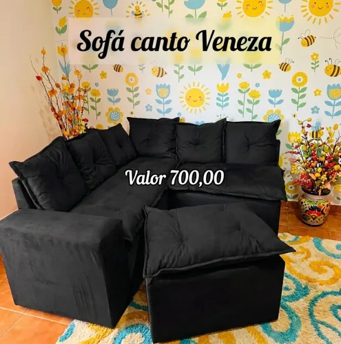 Sofá canto com almofadas luxo - novo acompanha puff de brinde direto de fábrica